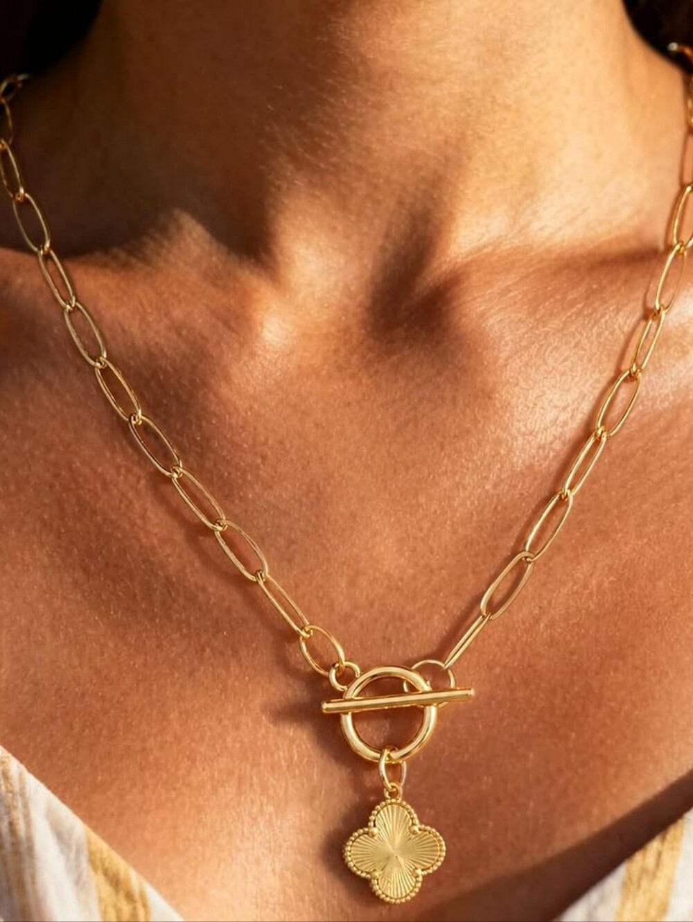 Chunky Gold Charm 14K Gold Plated Non Tarnish Paperclip Necklace